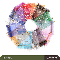 [100pcs]Stars Moon Organza transparent gift bag